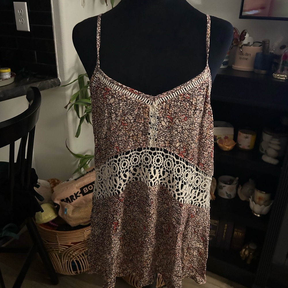 Bohemian Floral Crochet Trim Women's Top